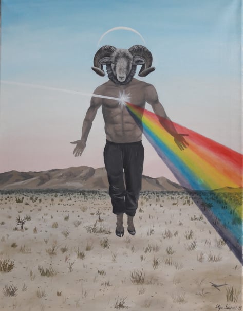 Ziegenbock Regenbogen Ölgemälde Olga Reichold