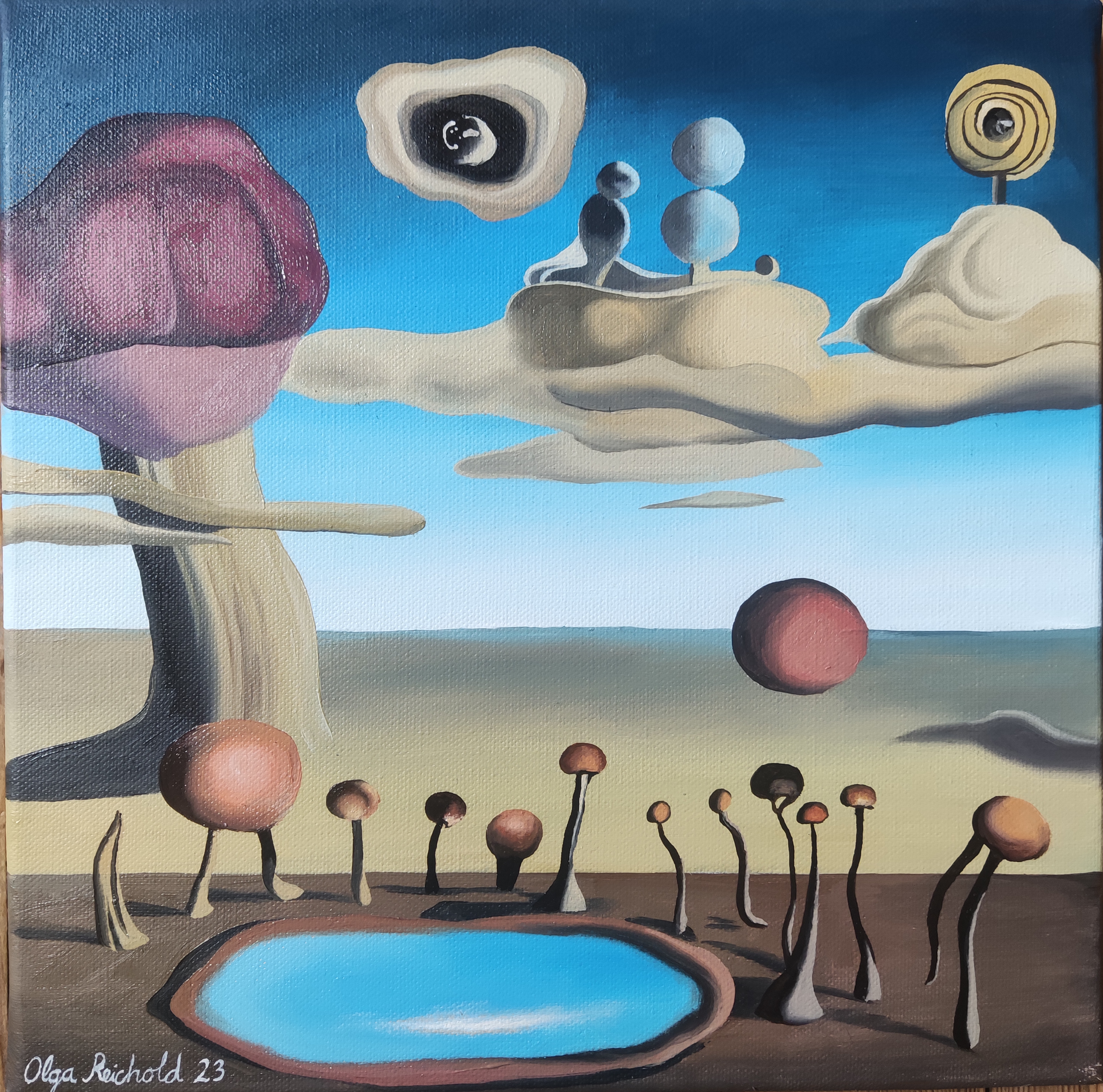 magische Pilze Ölbild Olga Reichold